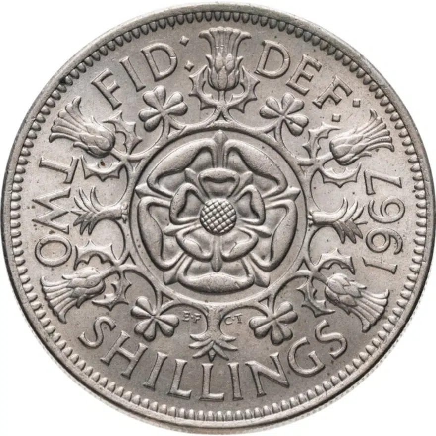 Великобритания 2 шиллинга (флорин, shillings) 1967, реверс