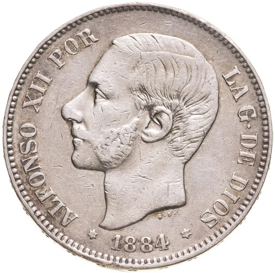 Испания 5 песет (pesetas) 1884