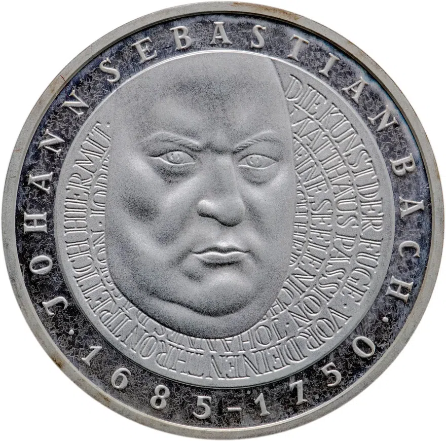 Германия 10 марок (mark) 2000 D 250 лет со дня смерти Иоганна Себастьяна Баха знак монетного двора: "D" - Мюнхен