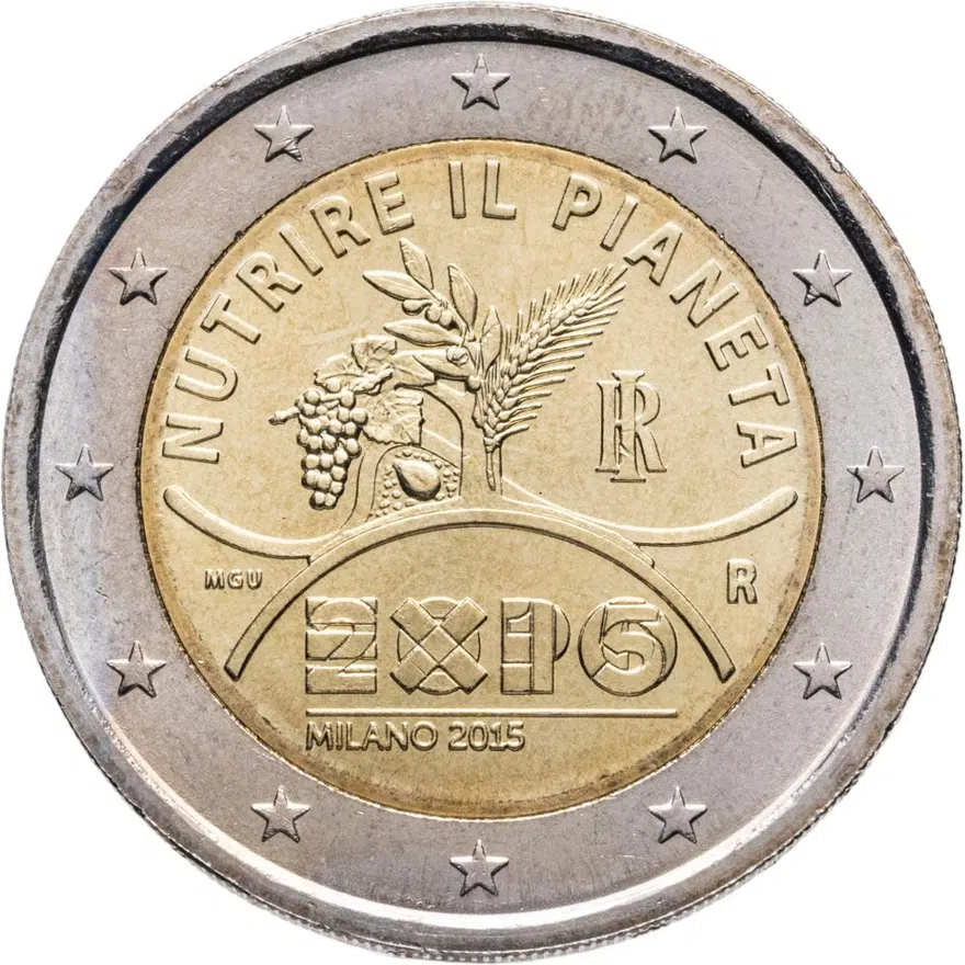 Италия 2 евро (euro) 2015 "Всемирная выставка EXPO-2015 в Милане"