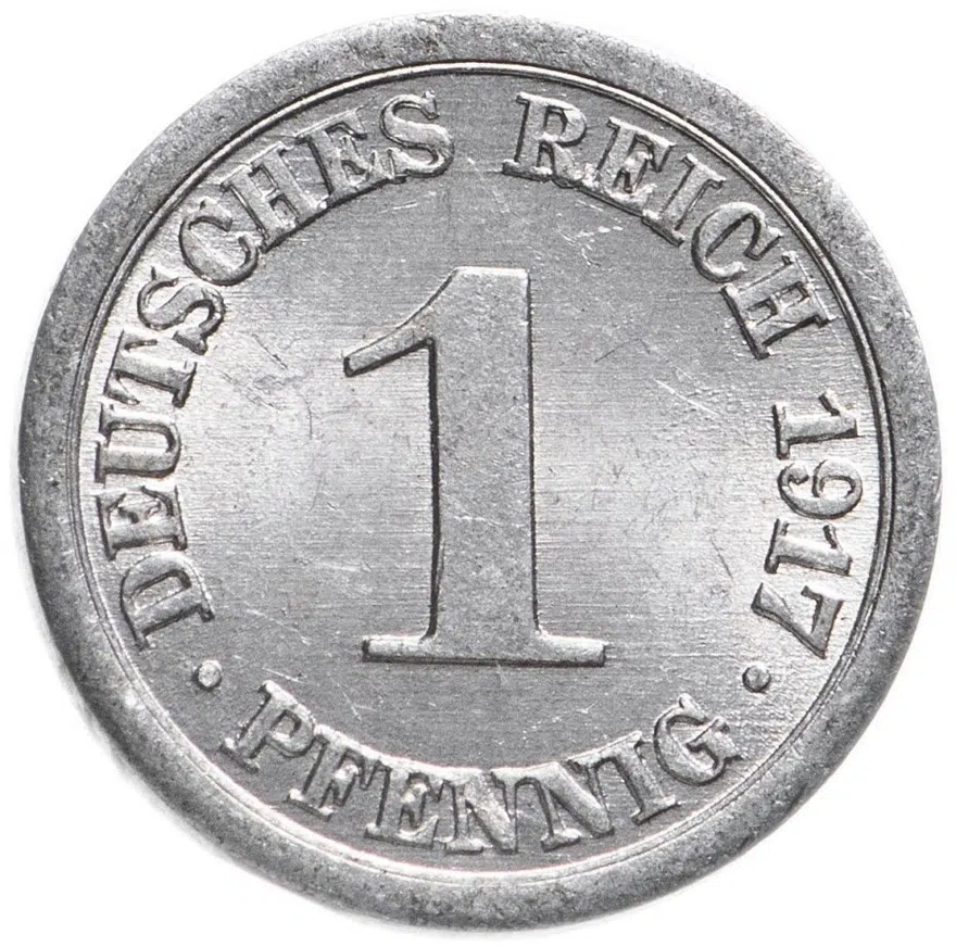 1 пфенниг (pfennig) 1917 A, аверс