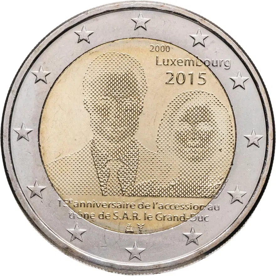 Люксембург 2 евро (euro) 2015 15-летие вступления на престол Великого Герцога Анри
