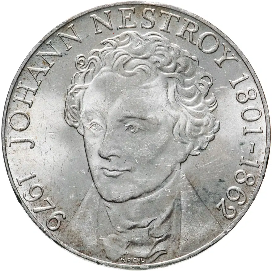 Австрия 100 шиллингов (shillings) 1976 "175 лет со дня рождения Иоганна Нестроя"