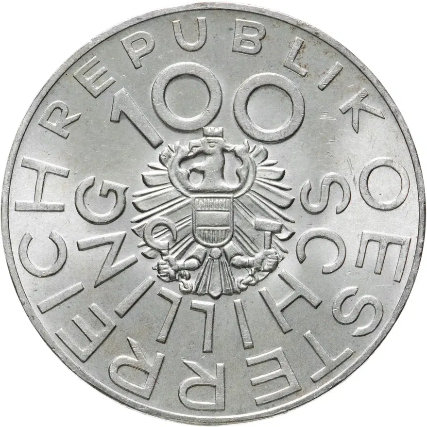 Австрия 100 шиллингов (shillings) 1976 "175 лет со дня рождения Иоганна Нестроя", реверс
