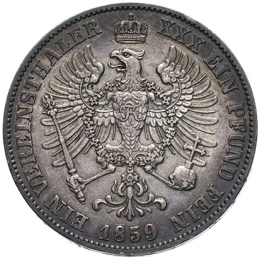 Германия (Пруссия) 1 союзный талер (vereinsthaler) 1859  "A", реверс