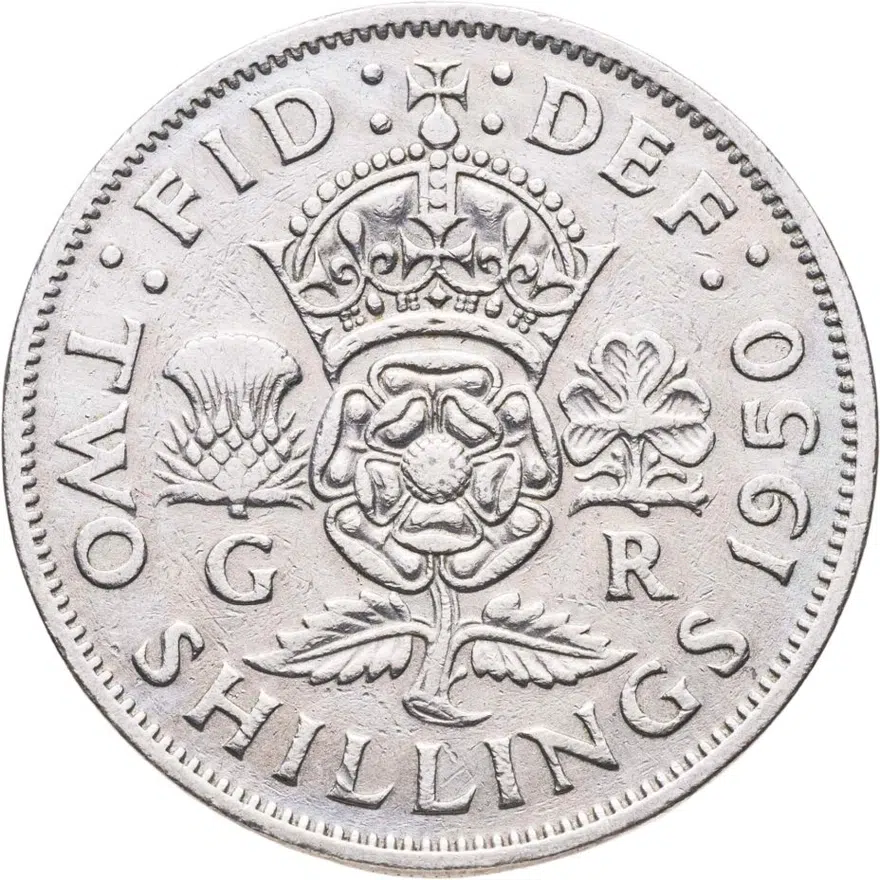 Великобритания 2 шиллинга (флорин, shillings) 1950, аверс