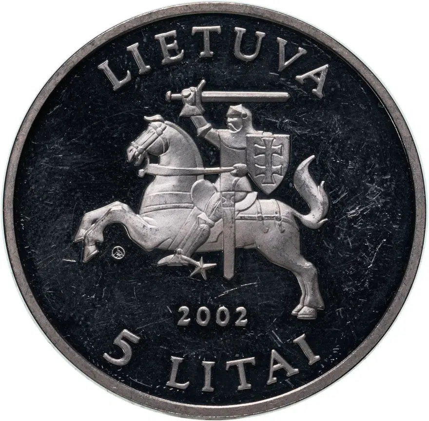 Литва 5 литов (litai) 2002  Исчезающие виды - Обыкновенная сипуха (Tyto alba), реверс