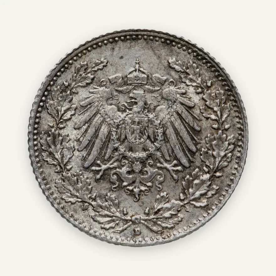 Германия 1/2 рейх марки 1915 "D", реверс