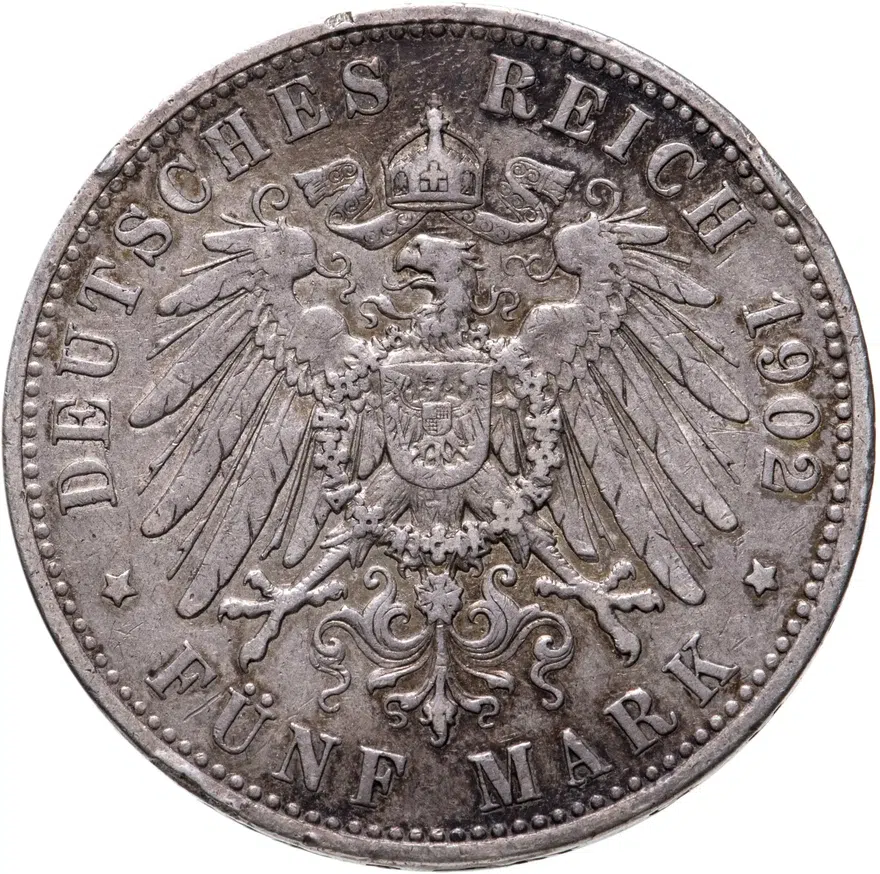 Германия (Империя) 5 марок (mark) 1902, реверс