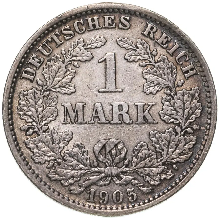 Германия 1 марка (mark) 1905 E  знак монетного двора: "E" - Мульденхюттен, аверс
