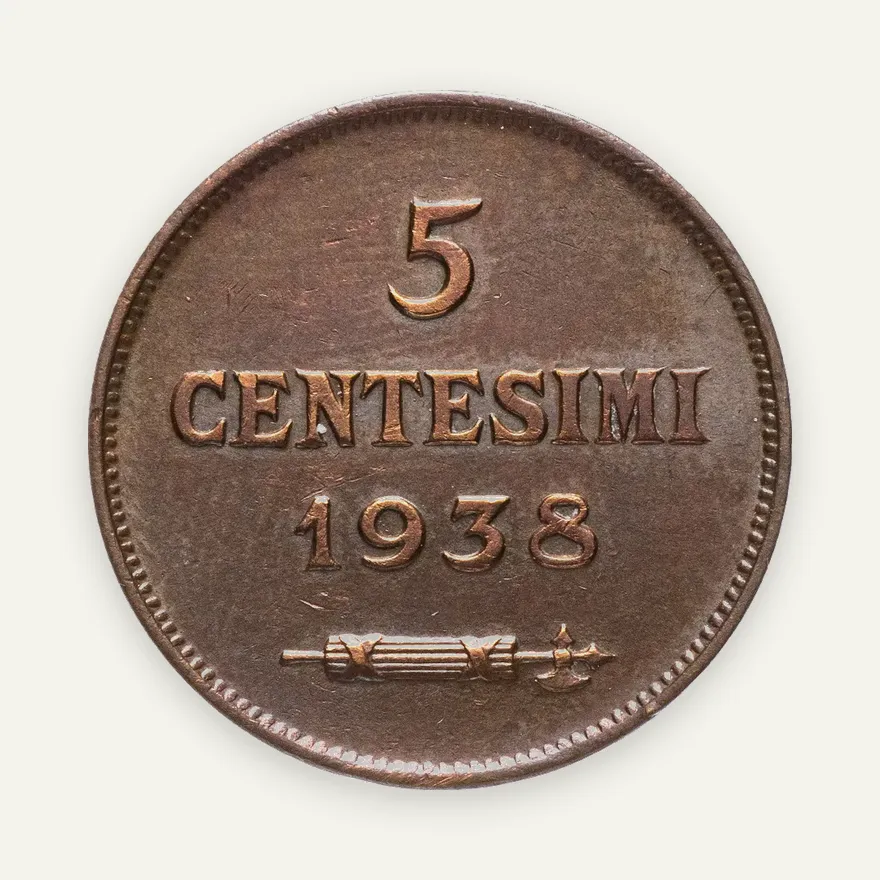Сан-Марино 5 чентезимо (centesimi) 1938, реверс