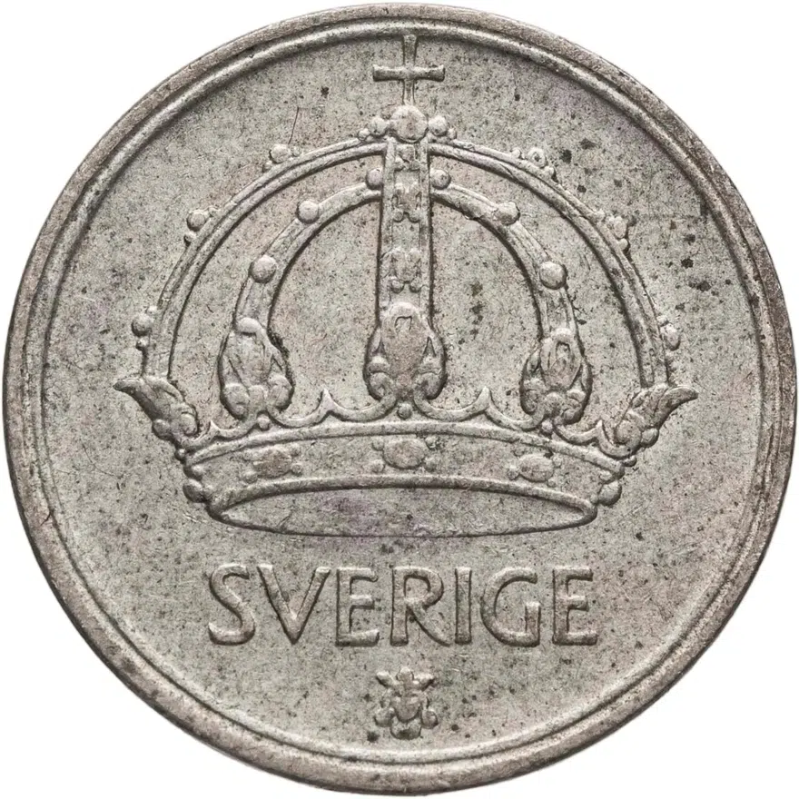 Швеция 25 эре (ore) 1950, реверс