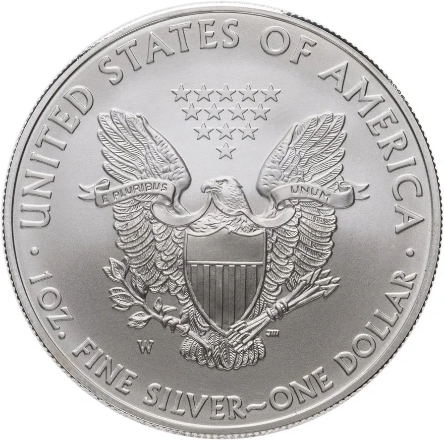 США 1 доллар (dollar) 2008 W Американский серебряный орёл знак монетного двора: "W" - Вест-Поинт, реверс