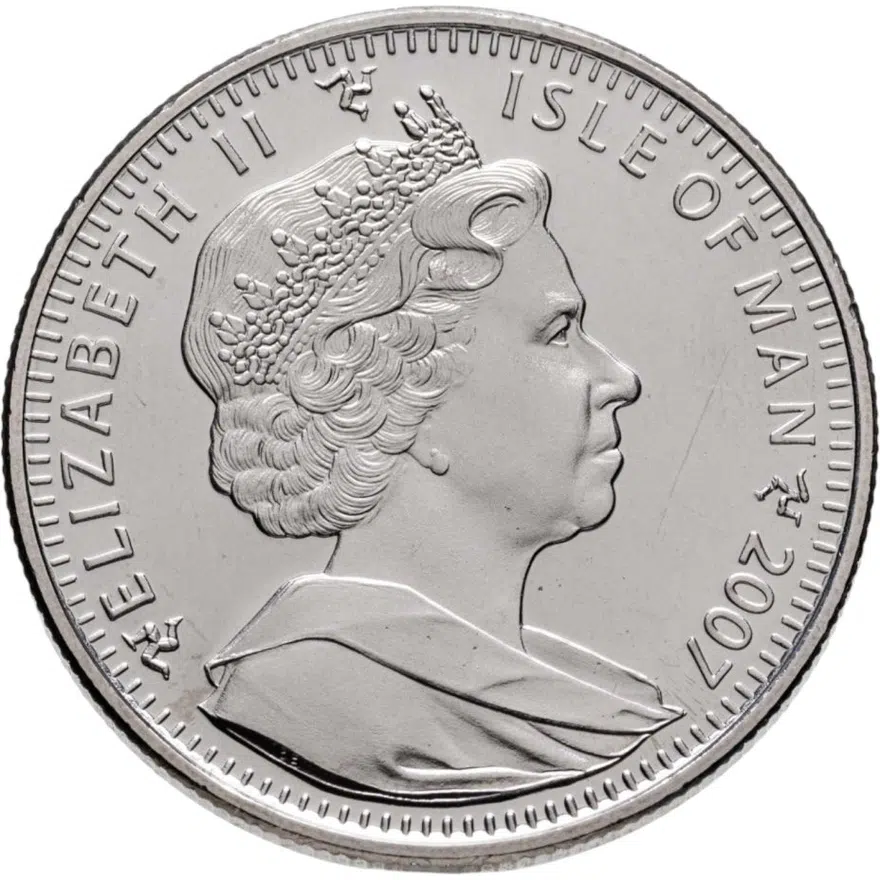 Остров Мэн 1 крона (crown) 2007  Лебеди, реверс