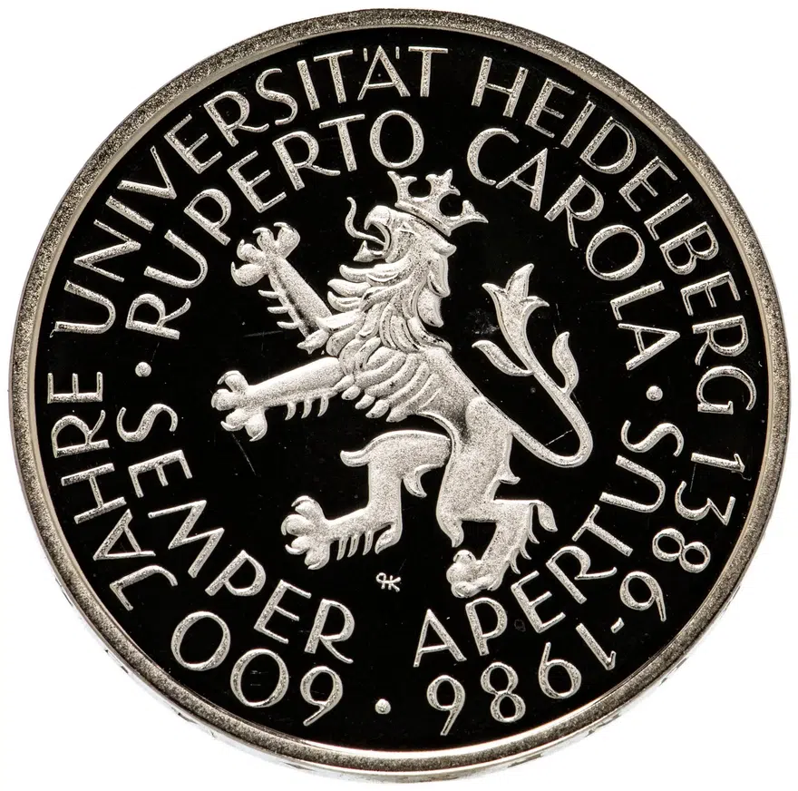 Германия 5 марок (deutsche mark) 1986  600 лет Гейдельбергскому университету, реверс