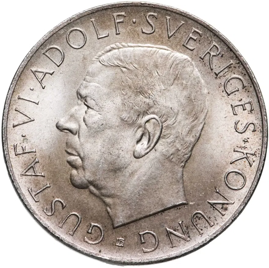 Швеция 5 крон (kronor) 1952  70 лет со дня рождения Густава VI Адольфа, реверс