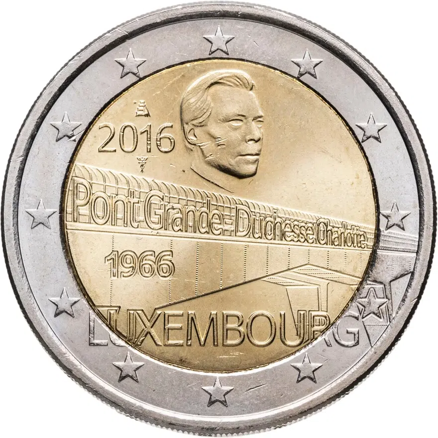 Люксембург 2 евро 2016 "50 лет мосту великой герцогини Шарлотты"