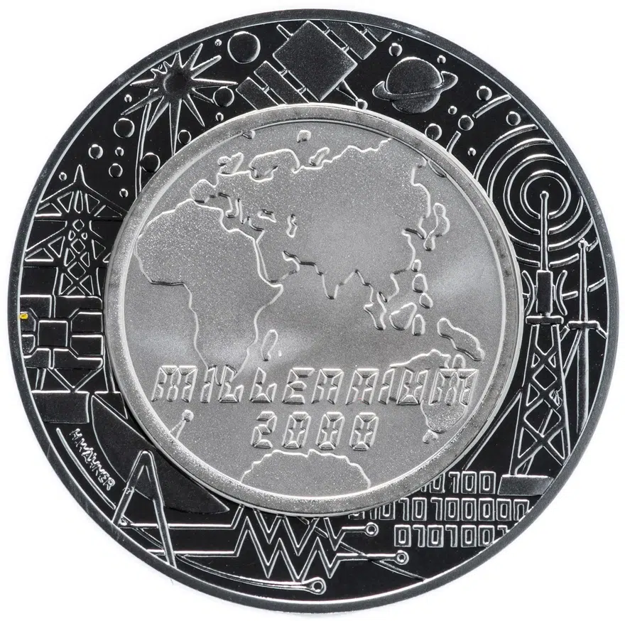 Австрия 100 шиллингов (shillings) 2000 "Милленниум" с сертификатом