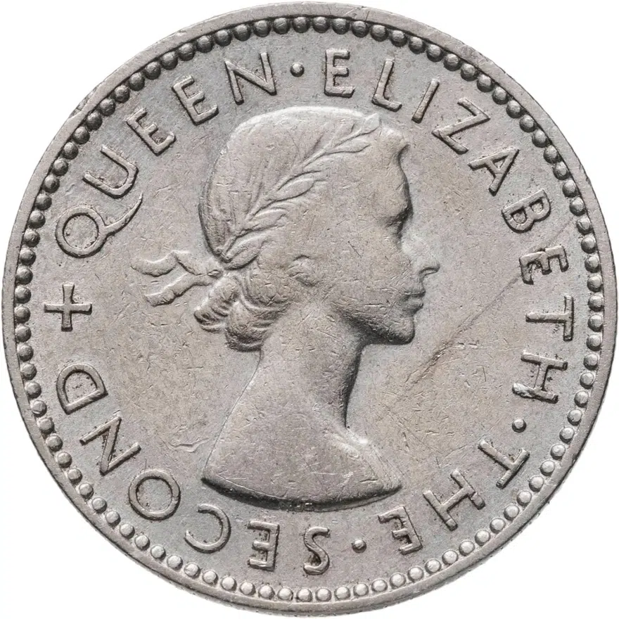 Новая Зеландия 6 пенсов (pence) 1955, реверс
