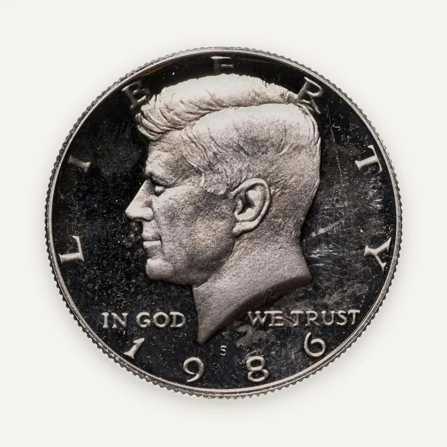 США 50 центов (1/2 доллара, half dollar) 1986 S Kennedy Half Dollar (Кеннеди) знак монетного двора "S" - Сан-Франциско, аверс
