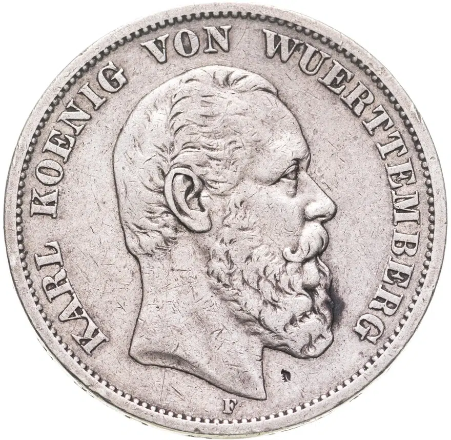 Германия (Империя) 5 марок (mark) 1874 Вюртемберг