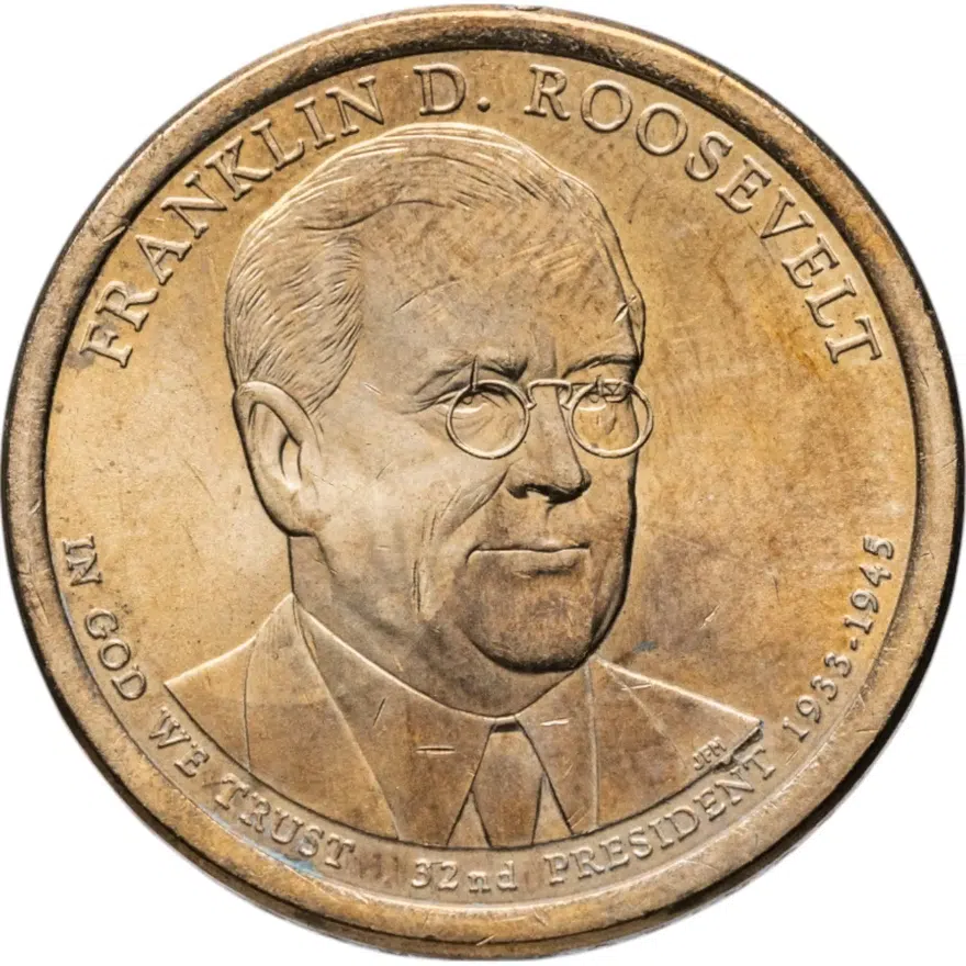 США 1 доллар (dollar) 2014 P Франклин Рузвельт (32-й президент США) знак монетного двора "P" - Филадельфия, реверс