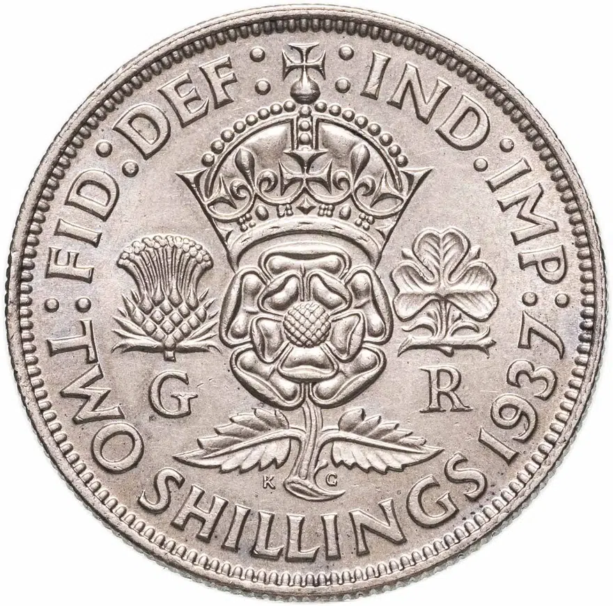 Великобритания 2 шиллинга (флорин, shillings) 1937, аверс