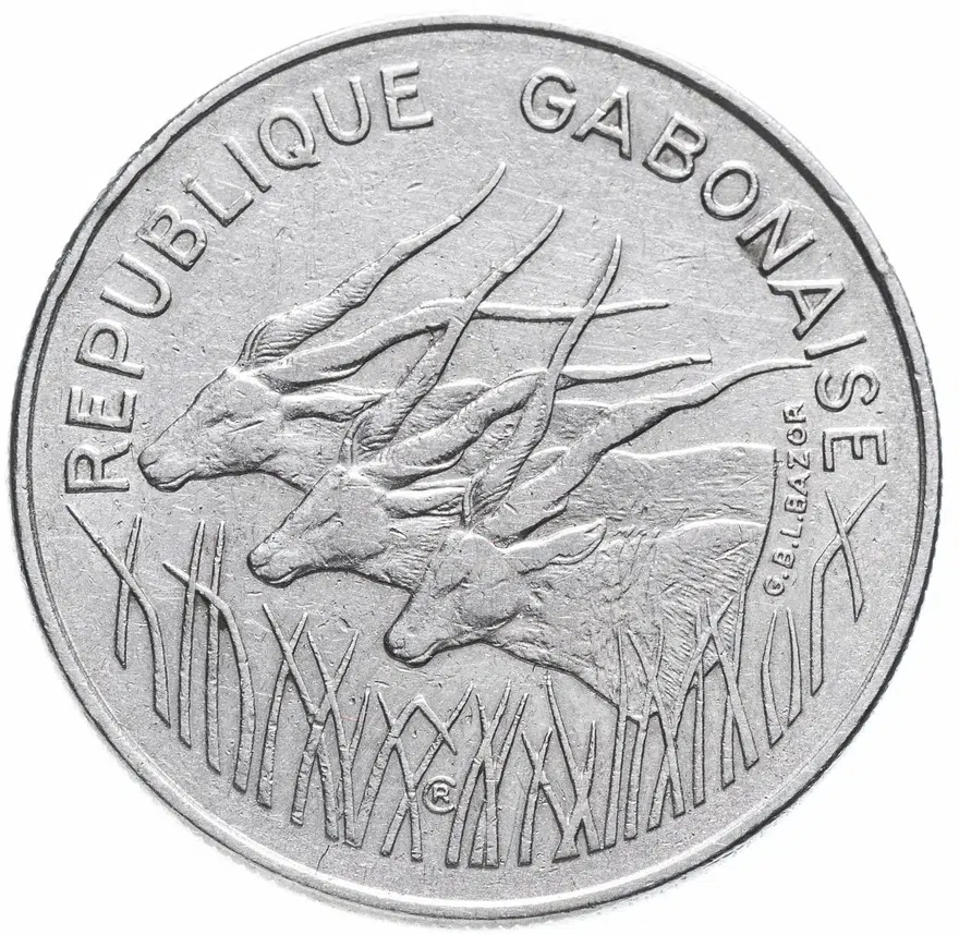 Габон 100 франков 1972, аверс