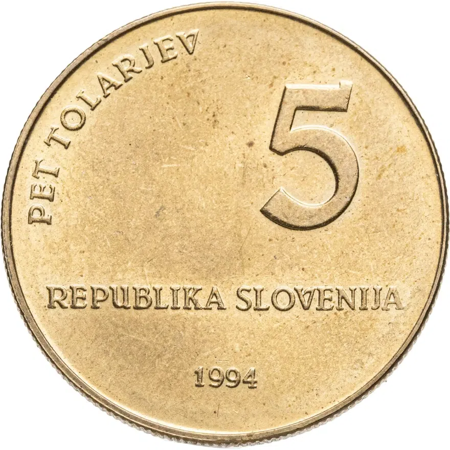 Словения 5 толаров (tolarjev) 1994  1000 лет Глаголице, реверс