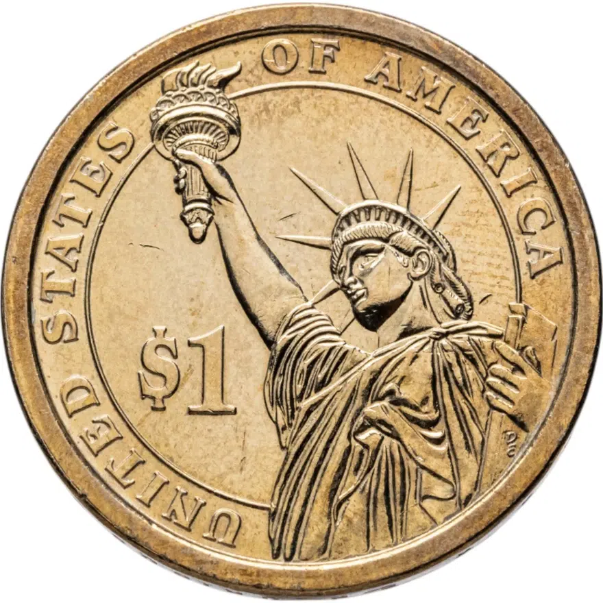 США 1 доллар (dollar) 2012 P Гровер Кливленд (24-й президент США) знак монетного двора "P" - Филадельфия