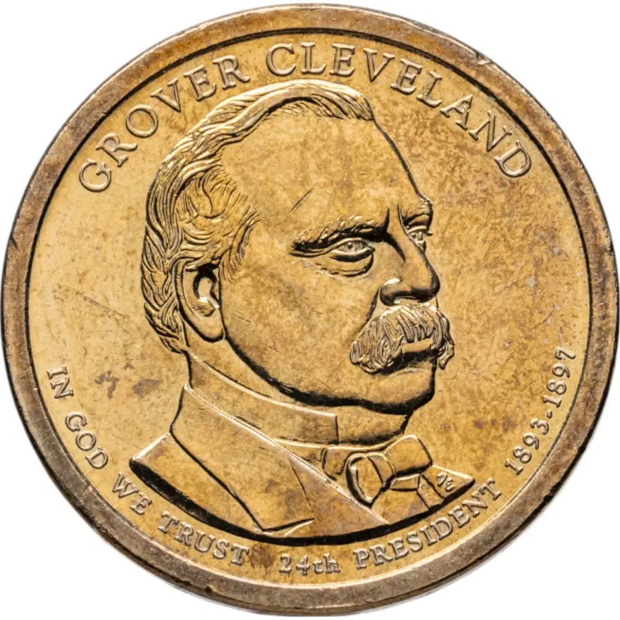 США 1 доллар (dollar) 2012 P Гровер Кливленд (24-й президент США) знак монетного двора "P" - Филадельфия, реверс