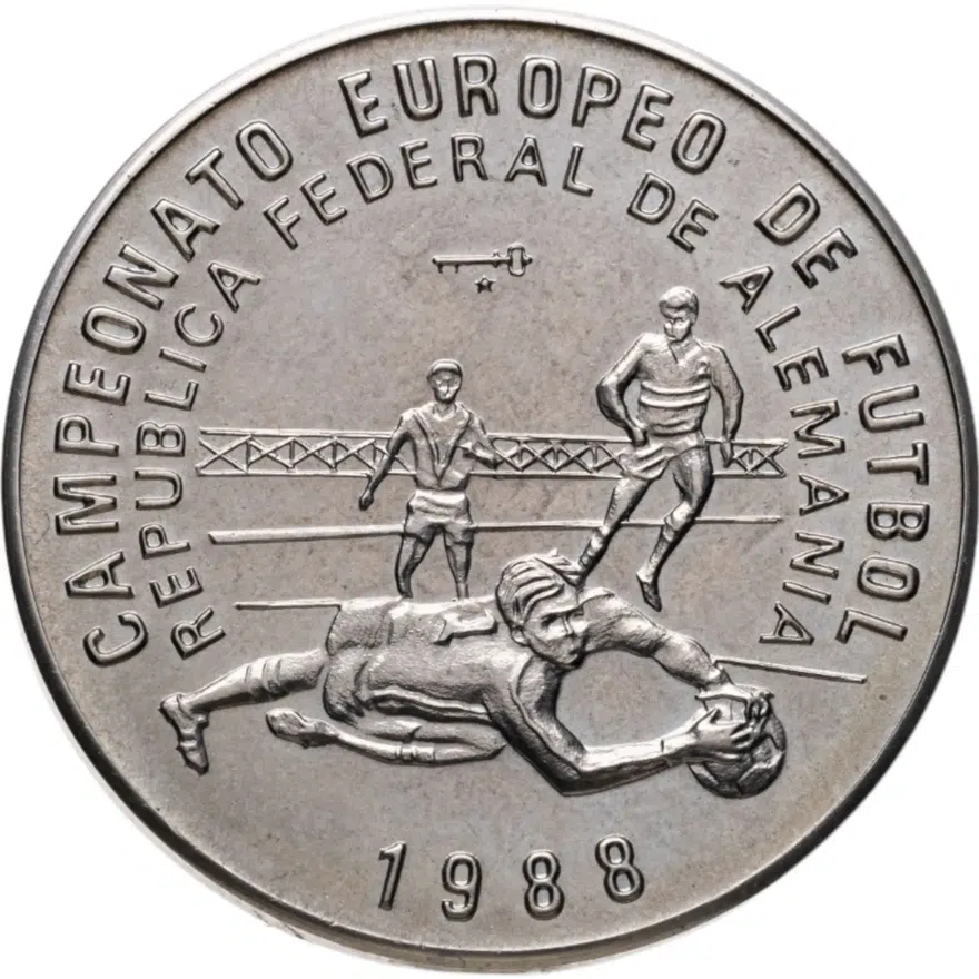 Куба 1 песо (peso) 1988  Чемпионат Европы по футболу 1988, ФРГ. Вратарь