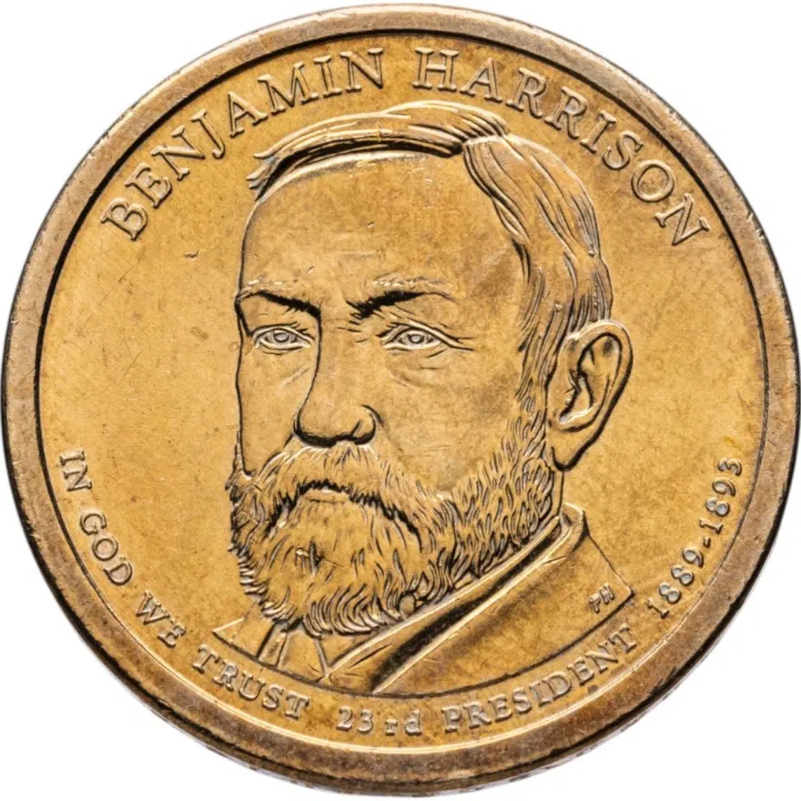 США 1 доллар (dollar) 2012 P Бенджамин Гаррисон (23-й президент США) знак монетного двора "P" - Филадельфия, аверс