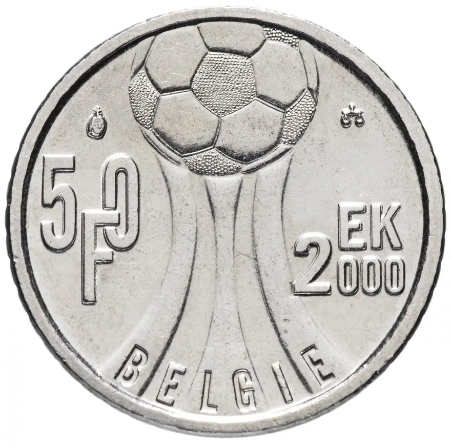 Бельгия 50 франков (francs) 2000 "Чемпионат Европы по футболу", "BELGIE", реверс