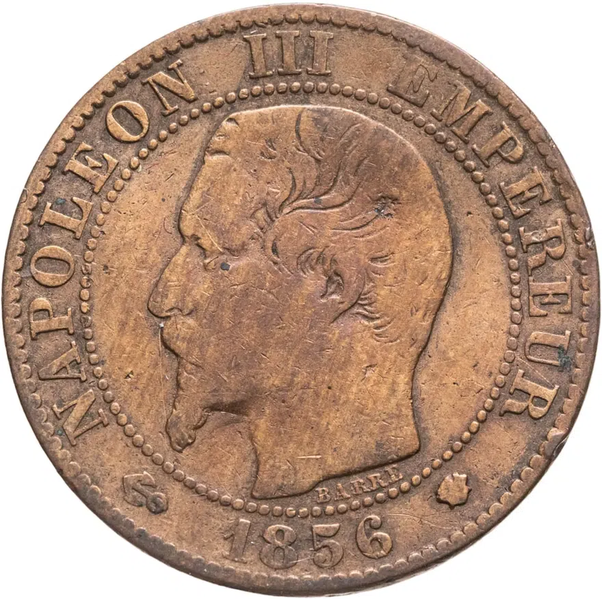 Франция 5 сантимов (centimes) 1856 MA  знак монетного двора: "MA" - Марсель