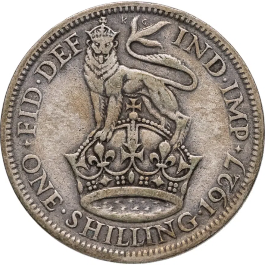 Великобритания 1 шиллинг (shilling) 1927  Новый реверс: 'ONE SHILLING 1927', аверс