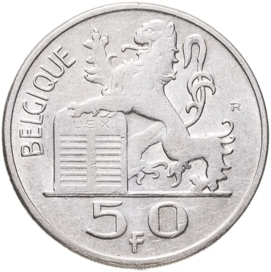 Бельгия 50 франков (francs) 1951 Надпись на французском - 'BELGIQUE', реверс