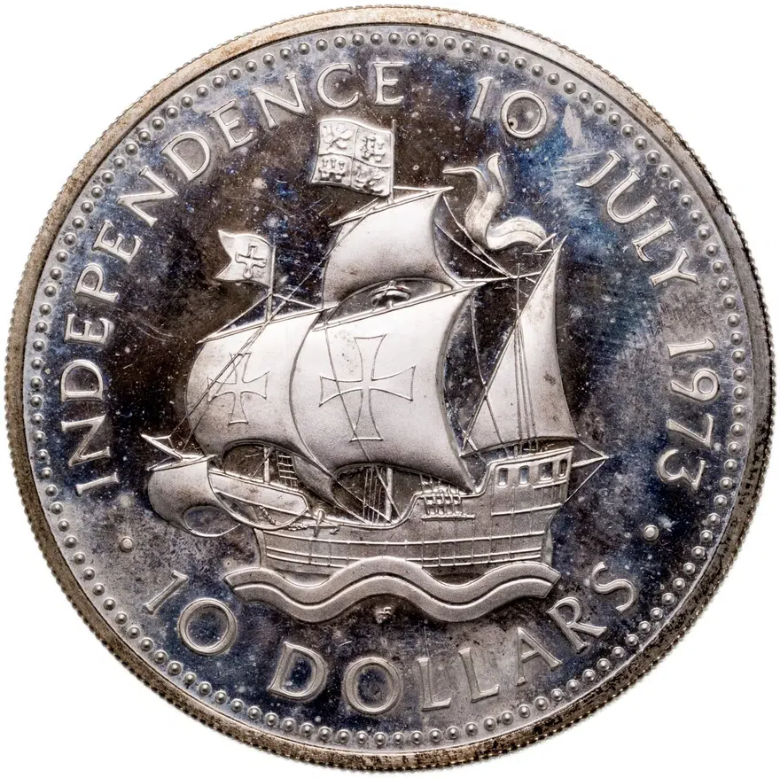Багамcкие острова 10 долларов (dollars) 1973 Независимость 10 июля 1973, в памятном футляре с сертификатом