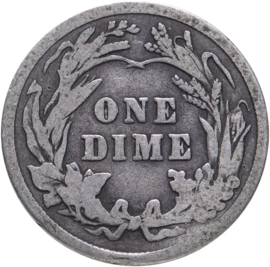 США 10 центов (дайм, one dime) 1912  Barber Dime Без отметки монетного двора