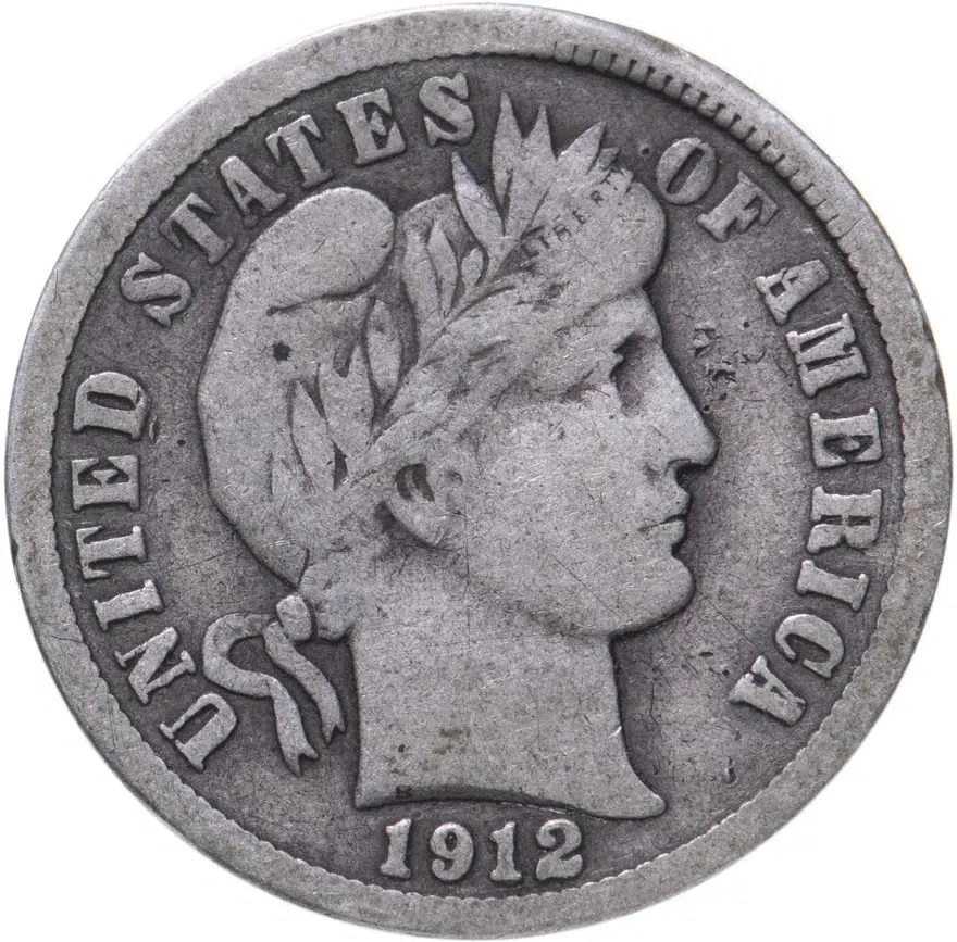 США 10 центов (дайм, one dime) 1912  Barber Dime Без отметки монетного двора, реверс