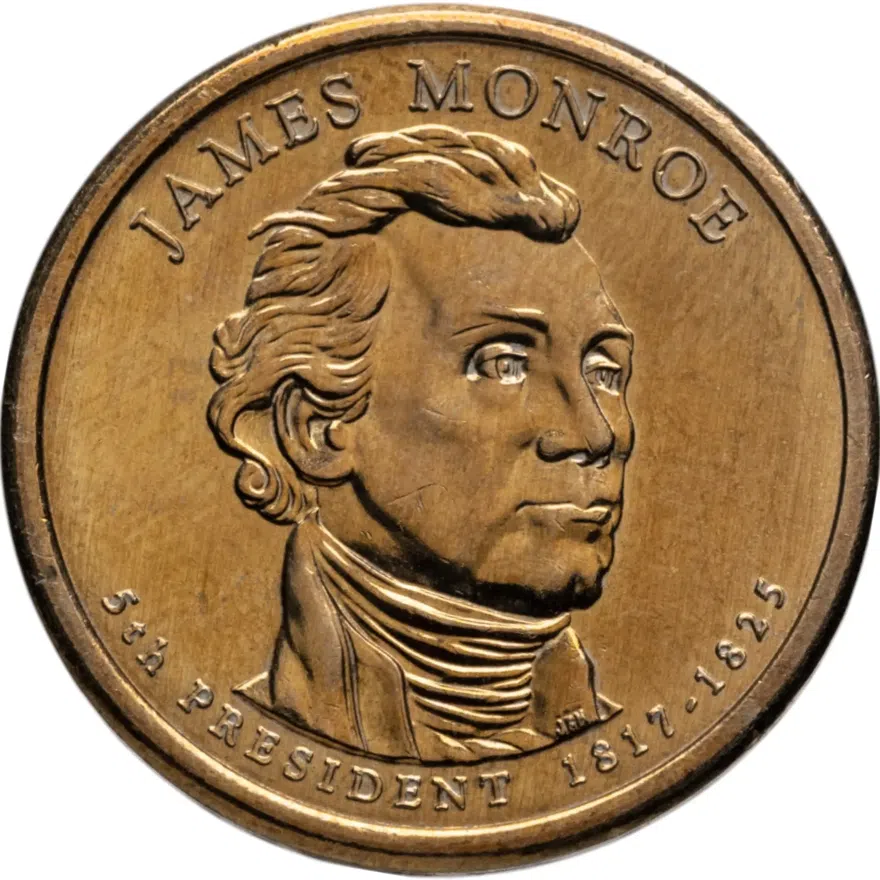 США 1 доллар (dollar) 2008 "Джеймс Монро (5-й президент США)", знак монетного двора "P" - Филадьфия