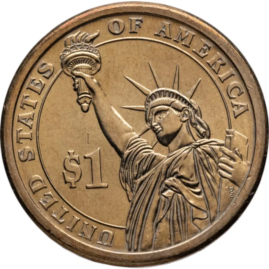 США 1 доллар (dollar) 2008 "Джеймс Монро (5-й президент США)", знак монетного двора "P" - Филадьфия, реверс