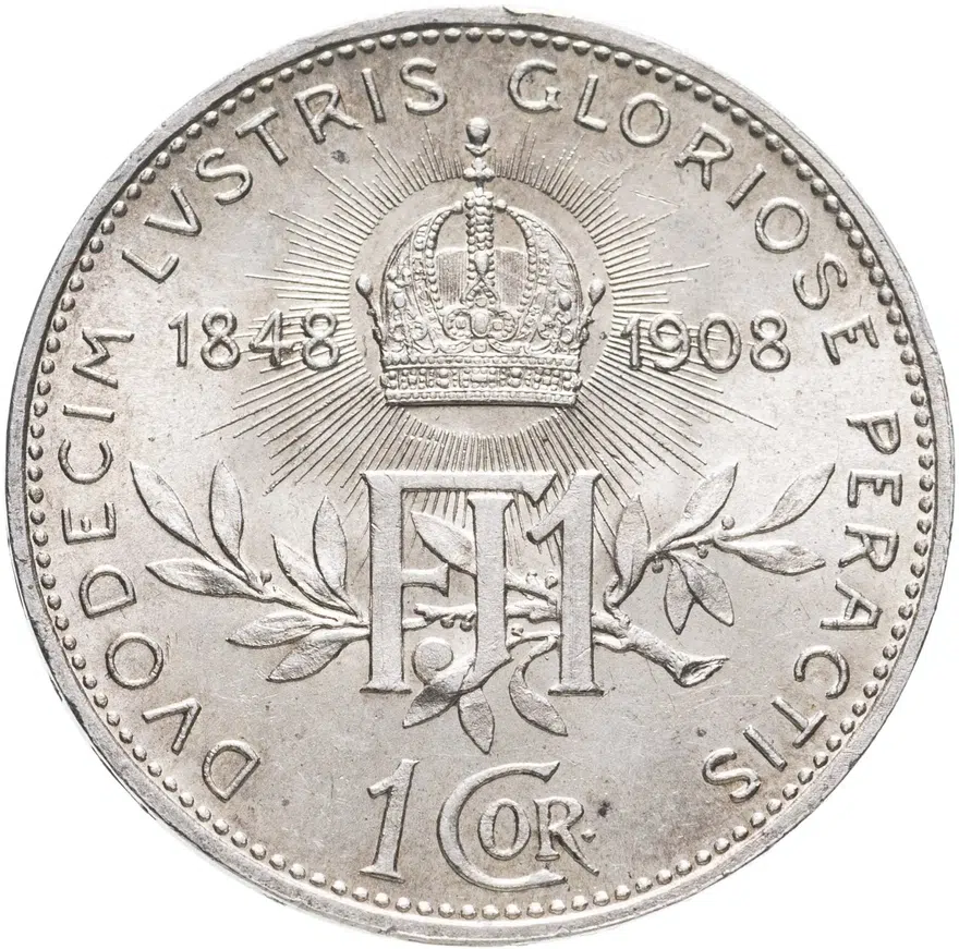Австрия 1 крона (crown) 1908  60 лет правлению, реверс
