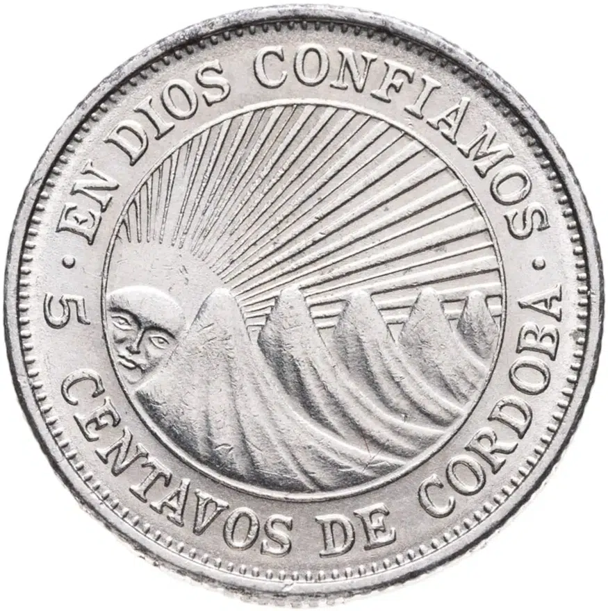 Никарагуа 5 сентаво (centavos) 1972, реверс