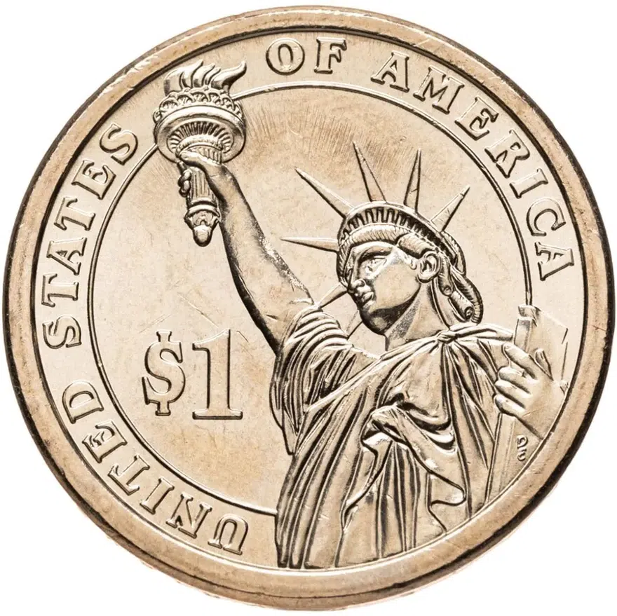 США 1 доллар (dollar) 2007 P Джордж Вашингтон (1-й президент США) знак монетного двора "P" - Филадельфия, реверс