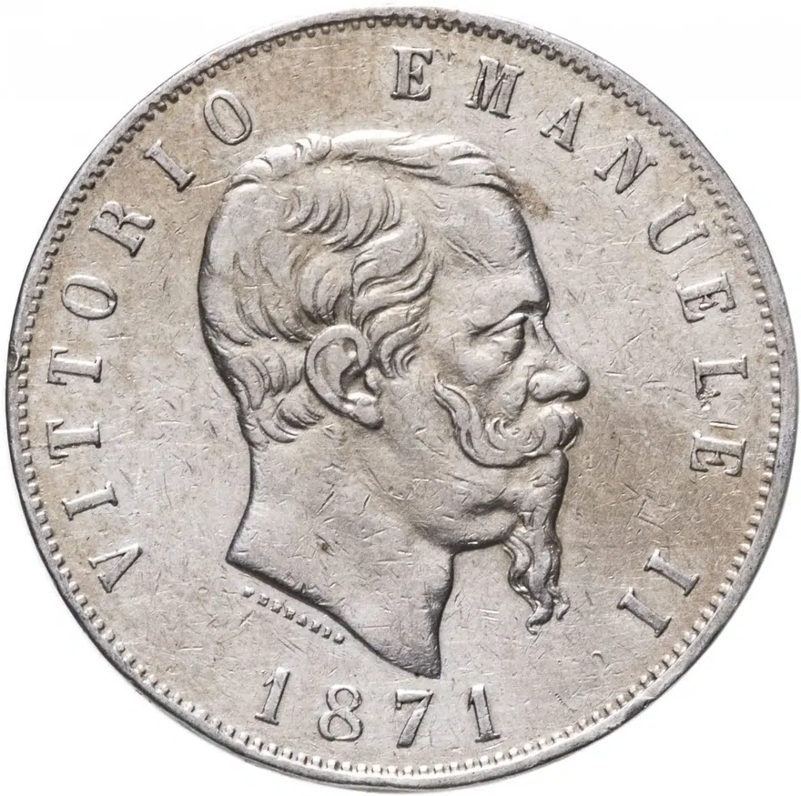 Италия 5 лир 1871