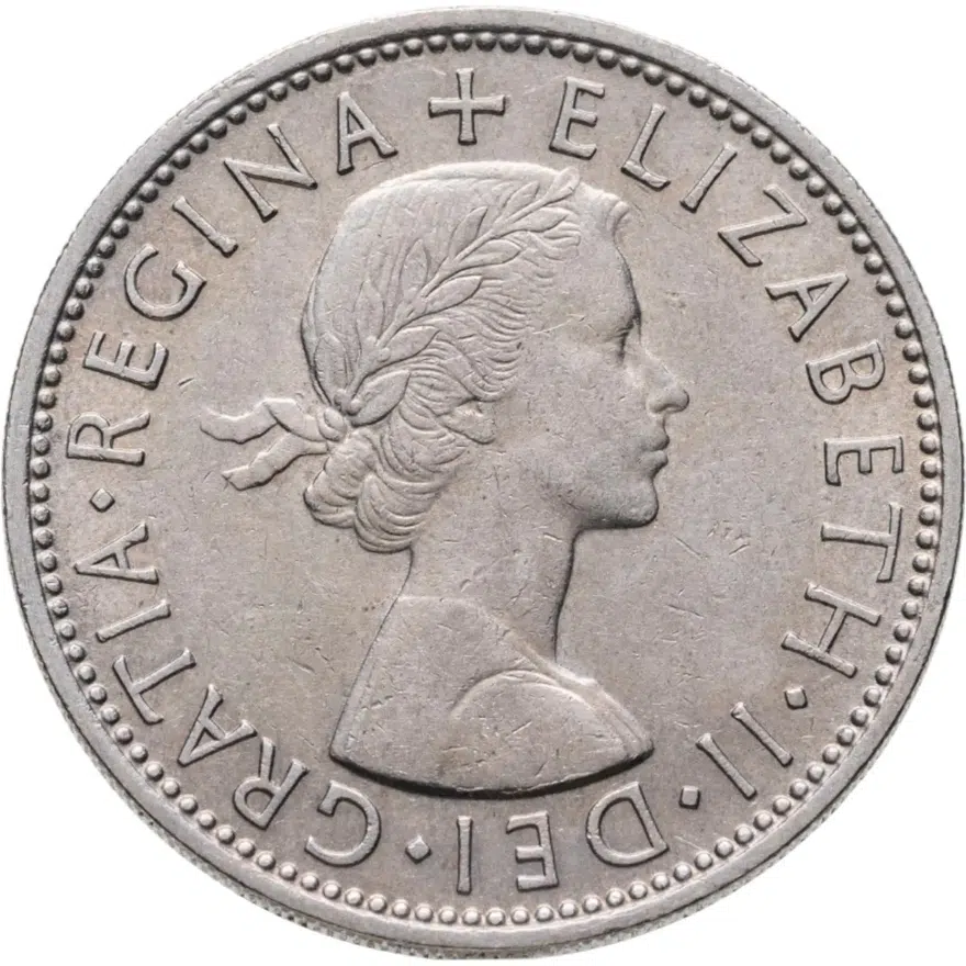 Великобритания 2 шиллинга (флорин, shillings) 1958, аверс