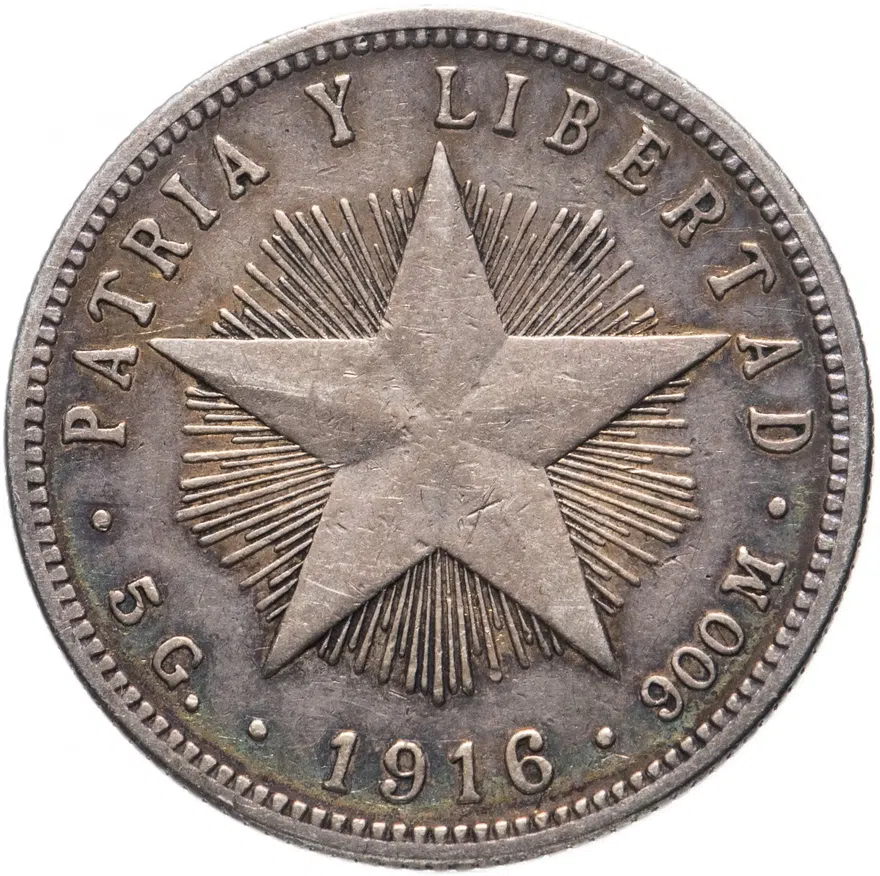 Куба 20 сентаво (centavos) 1916, реверс
