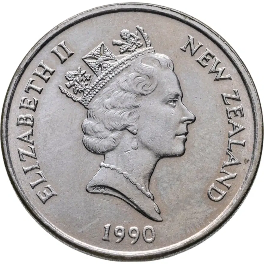 Новая Зеландия 20 центов (cents) 1990, реверс