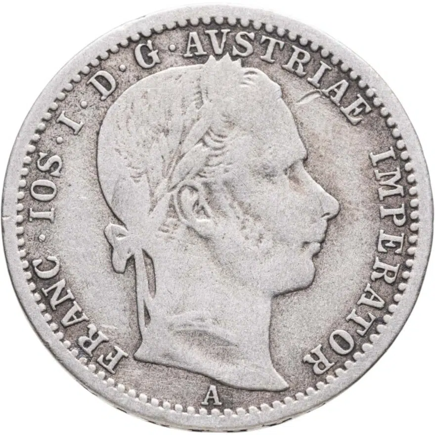 Австрия 1/4 флорина (florin) 1862 A  знак монетного двора "A" - Вена, реверс